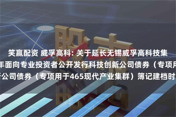 笑赢配资 威孚高科: 关于延长无锡威孚高科技集团股份有限公司2025年面向专业投资者公开发行科技创新公司债券（专项用于465现代产业集群）簿记建档时间的公告